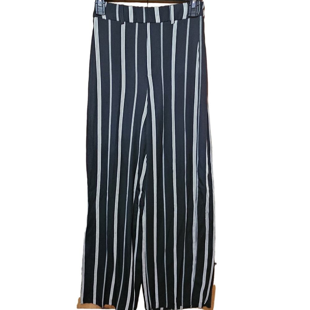 Bershka Black Striped Pull on Dress Pants Size Medium